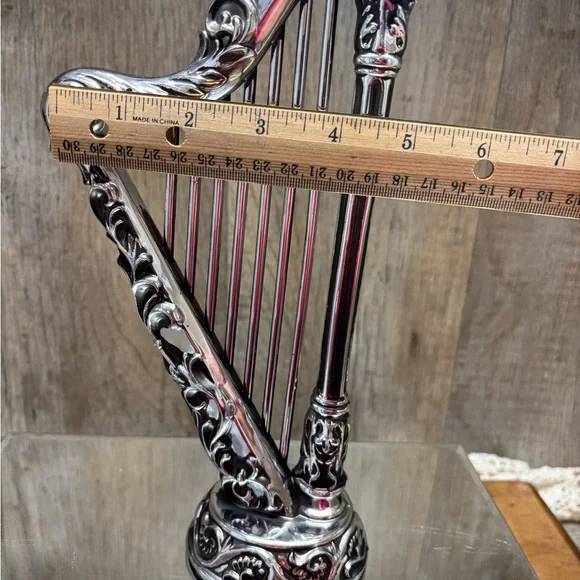 Vintage Beautiful Gothic Harp Candle Holder Silver Plate 11.5” - Picture 11 of 16